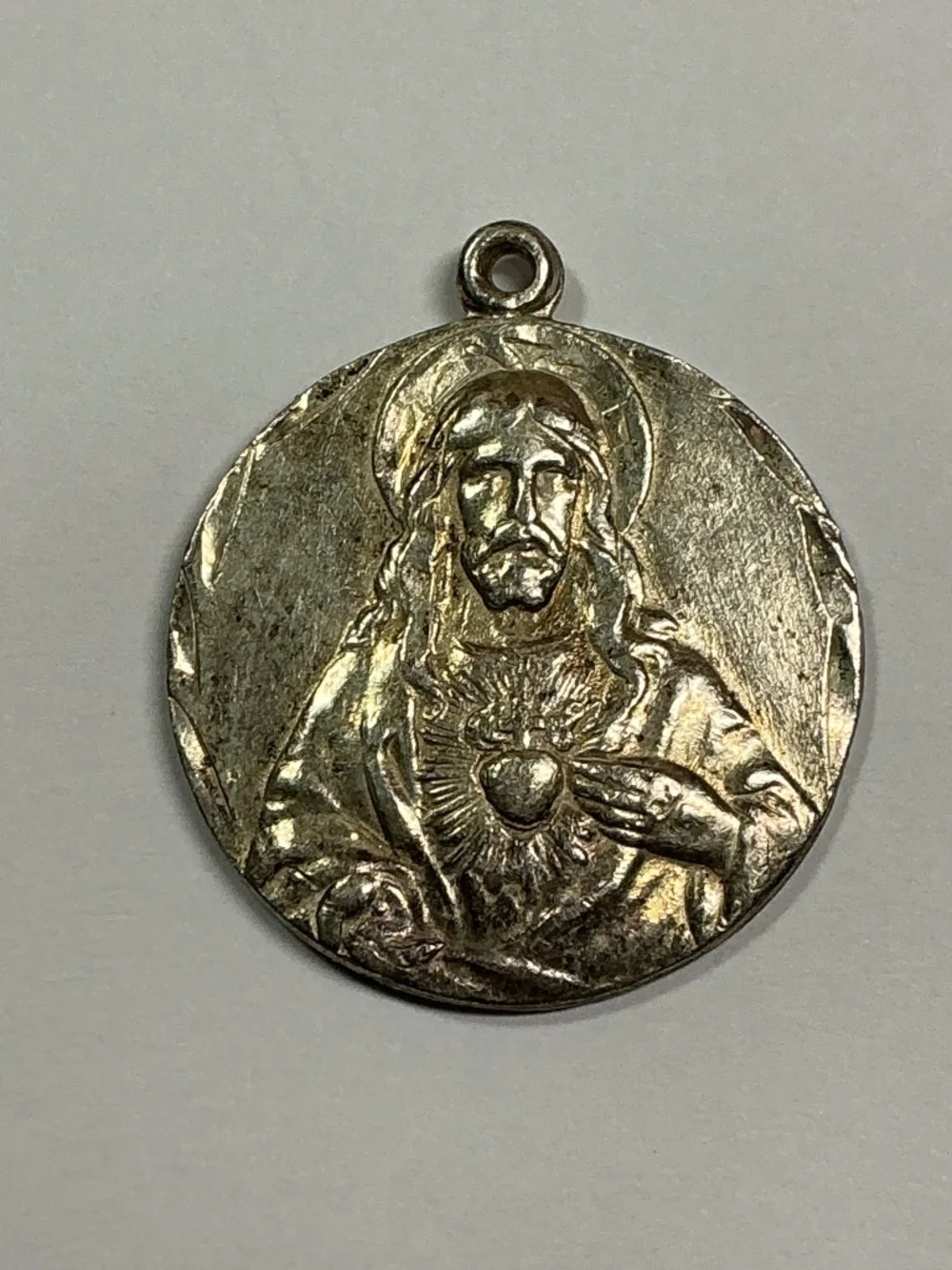 Vintage Sterling Silver Sacred Heart Of Jesus & Our Lady Of The Holy Scapular.